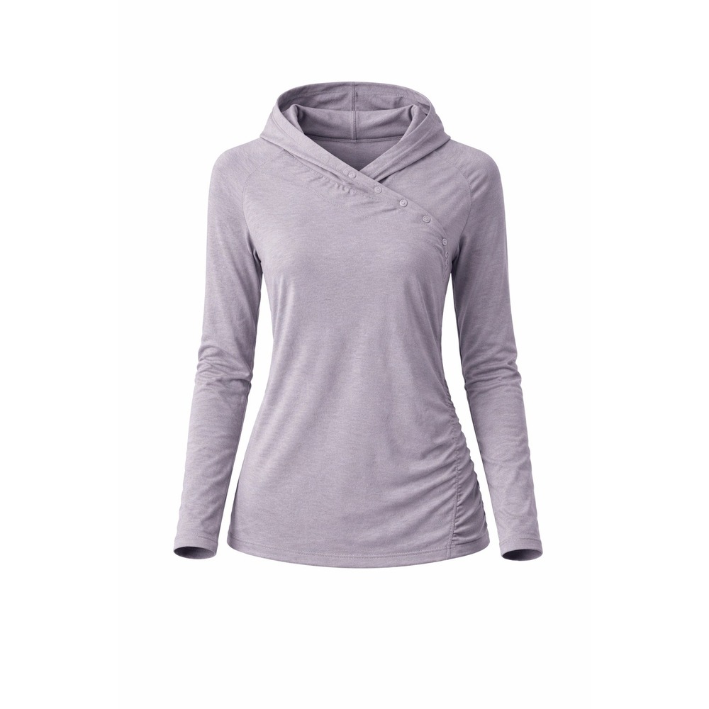 Simms Fishing Women's Purple Grid Fleece Hoodie Snap Neck Top-‎ L